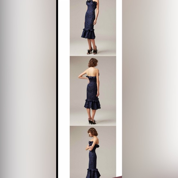 C/MEO COLLECTIVE Women's Levity Strapless Rose Print Midi Dress with Ruffle Hem - Picture 6 of 8